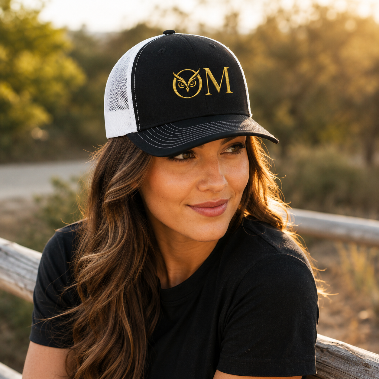 OM Owl Trucker Cap — Spiritual Embroidered Snapback for Yoga & Meditation