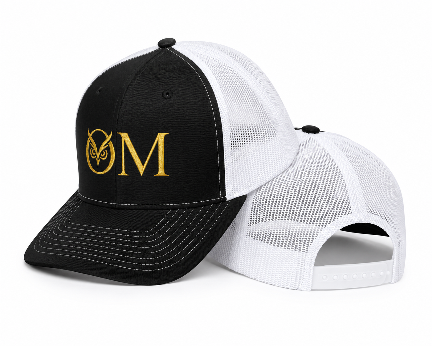 OM Owl Trucker Cap — Spiritual Embroidered Snapback for Yoga & Meditation