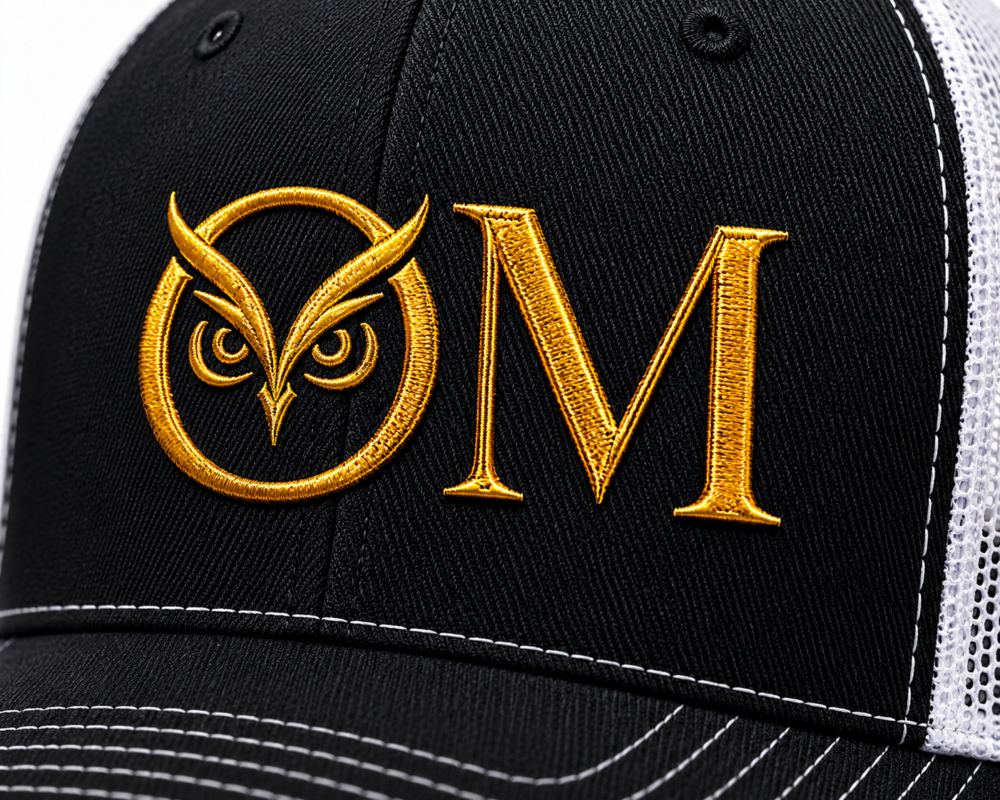 OM Owl Trucker Cap — Spiritual Embroidered Snapback for Yoga & Meditation
