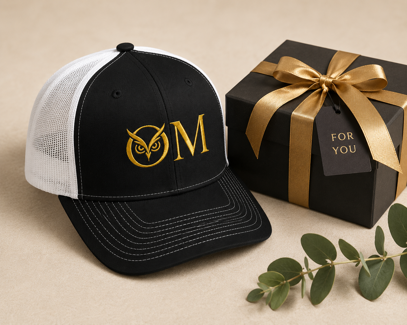 OM Owl Trucker Cap — Spiritual Embroidered Snapback for Yoga & Meditation