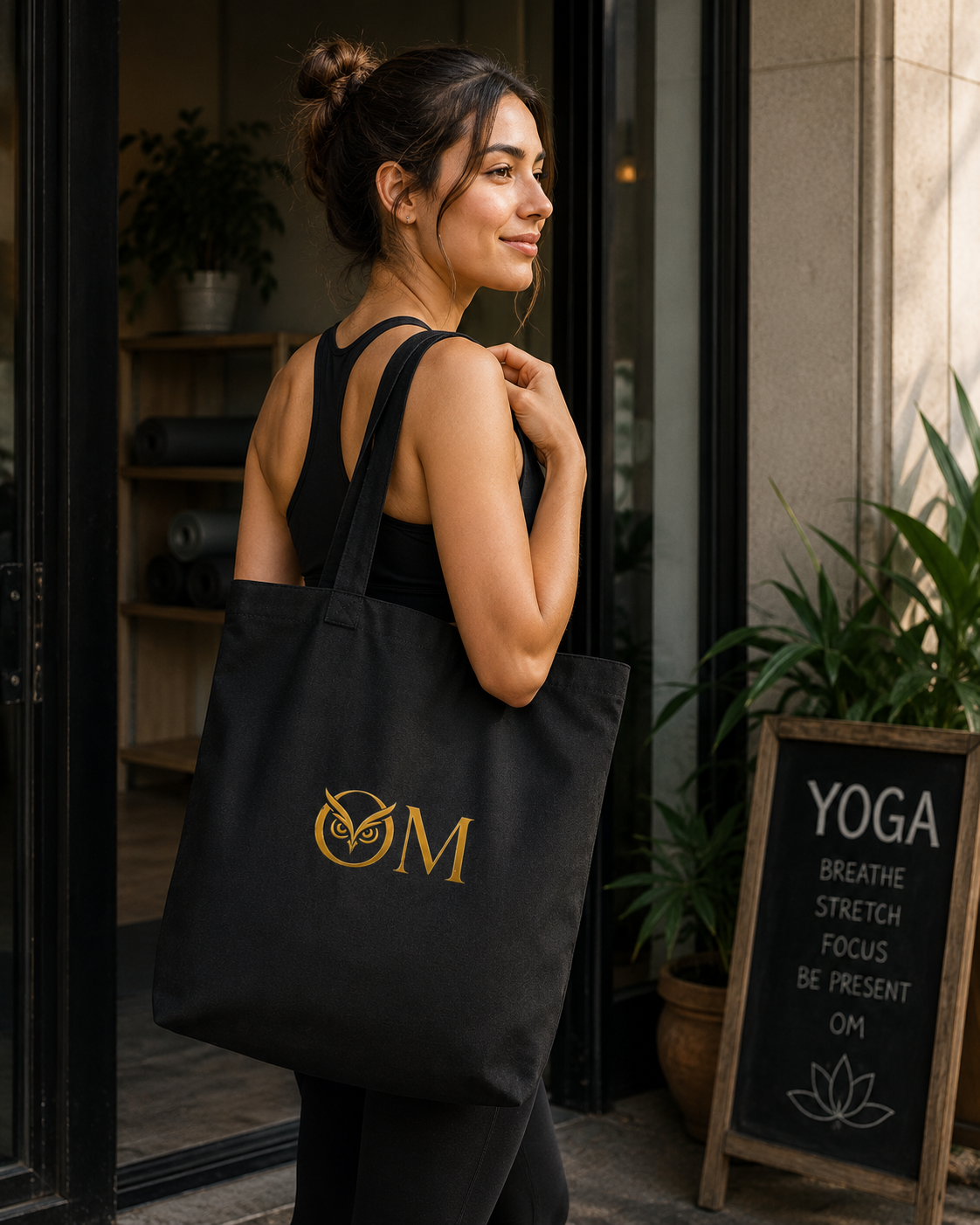 Spiritual Owl Canvas Tote — Soul-Aligned Yoga & Mindful Market Bag