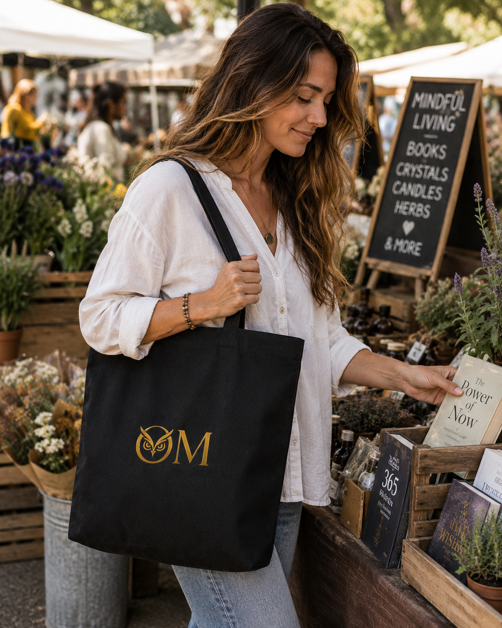 Spiritual Owl Canvas Tote — Soul-Aligned Yoga & Mindful Market Bag