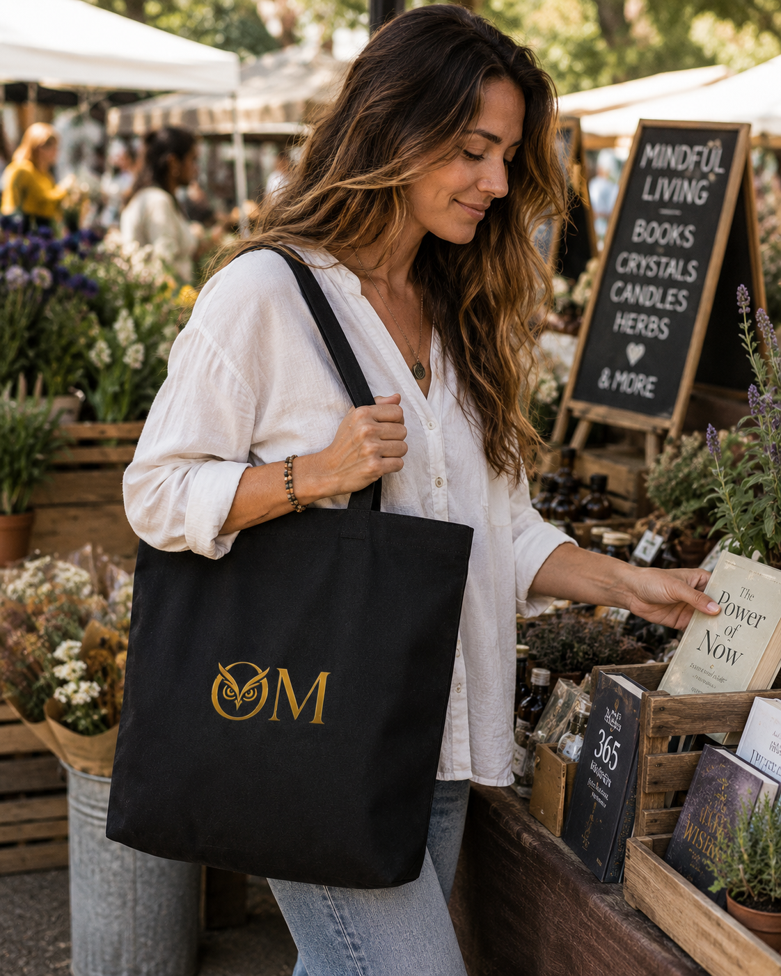 Spiritual Owl Canvas Tote — Soul-Aligned Yoga & Mindful Market Bag