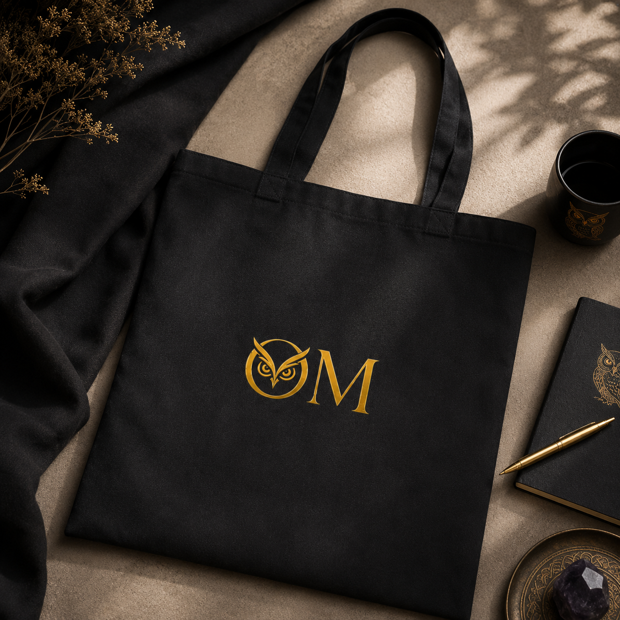 Spiritual Owl Canvas Tote — Soul-Aligned Yoga & Mindful Market Bag